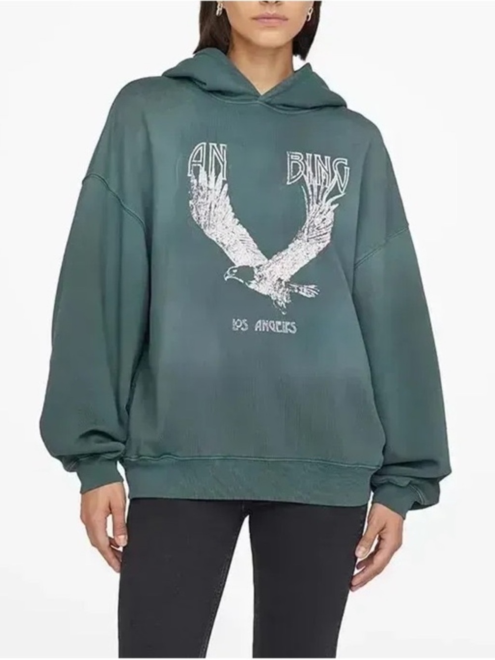 Anine Bing Ash Eagle Hoodie in Emerald - NEW